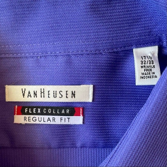 Men’s Van Heusen Flex Collar Regular Fit Long Sleeve Button Up Shirt - XL 17.5 - Picture 6 of 6